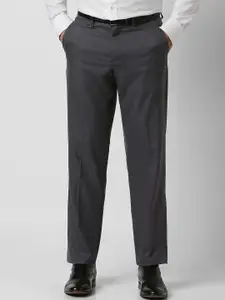 Van Heusen Men Textured Regular Fit Mid-Rise Flat-Front Formal Trousers