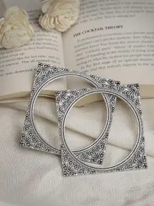Anouk Set Of 2 German Silver Oxidized Square-Shaped Bangle