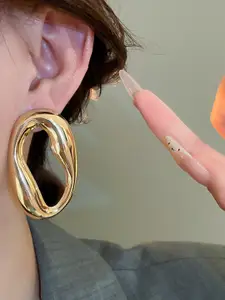 Niska Stainless Steel Gold-Plated Contemporary Drop Earrings