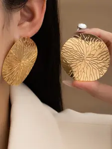 Niska Stainless Steel Gold-Plated Circular Shaped Drop Earrings