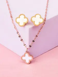 SALTY Gold-Tone Floral-Shaped Necklace and Earrings