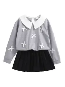 StyleCast x Revolte Girls Peter Pan Collar Sweatshirt With Skirt