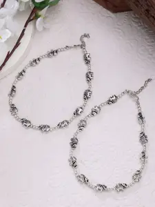 Anouk Set Of 2 Silver-Plated Anklets
