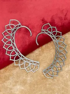 Sangria Women Oxidised Leaf Shaped Ear Cuffs
