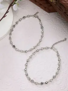 Anouk Set Of 2 Silver-Plated Anklets