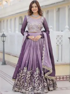 Kedar Fab Embroidered Sequinned Semi-Stitched Lehenga & Unstitched Blouse With Dupatta