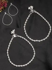 Anouk Set Of 4 Silver-Plated Anklets