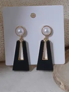 Niska Stainless Steel Gold-Plated Artificial Stones Studded Contemporary Drop Earrings