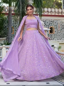 Kedar Fab Embroidered Sequinned Semi-Stitched Lehenga & Unstitched Blouse With Dupatta