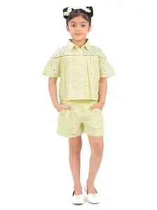 Tiny Girl Girls Printed Shirt Collar Top With Shorts