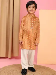 Cutiekins Boys Geometric Printed Mandarin Collar Kurta With Pyjama