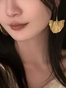 Niska Stainless Steel Gold-Plated Contemporary Drop Earrings