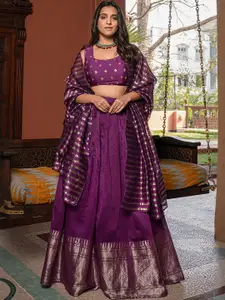 Kedar Fab Women Woven Design Semi-Stitched Lehenga Choli