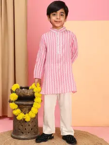 Cutiekins Boys Striped Mandarin Collar Kurta With Pyjama