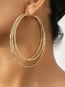 Niska Stainless Steel Gold-Plated Circular Shaped Hoop Earrings