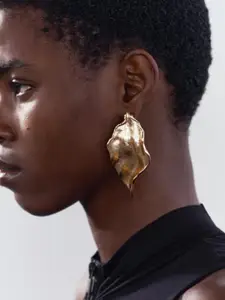 Niska Stainless Steel Gold-Plated Contemporary Drop Earrings