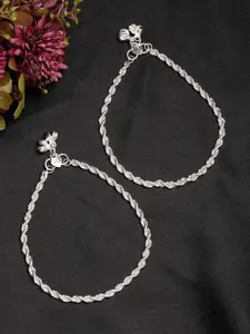 Anouk Set Of 2 Silver-Plated Anklets
