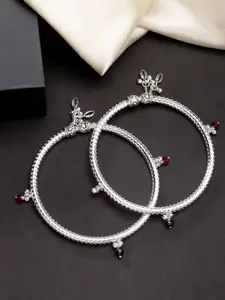 Anouk Set Of 2 Silver-Plated Artificial Beaded Anklets