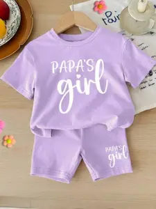 BLARY FASHION PLANET Girls Printed T-shirt with Shorts