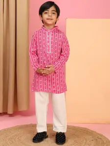 Cutiekins Boys Geometric Printed Mandarin Collar Kurta With Pyjama