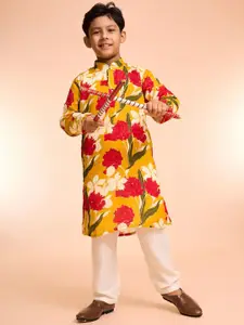 Manyavar Boys Floral Printed Kurta with Pyjama