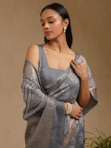 Soch Ethnic Motifs Zari Block Print Saree