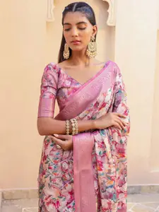 Soch Floral Printed Zari Tussar Saree