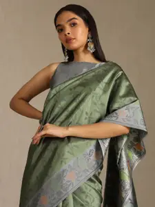 Soch Floral Printed Tussar Saree