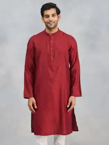 Fabindia Woven Design Mandarin Collar Straight Kurta