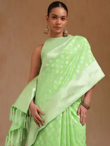Soch Woven Design Zari Silk Blend Tussar Saree