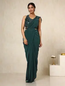 Soch Embellished Sequinned Saree With Stitched Blouse