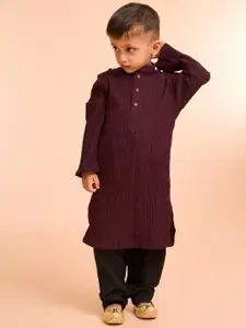 Manyavar Boys Textured Kurta with Pyjama