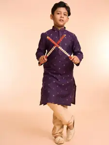 Manyavar Boys Floral Printed Kurta with Pyjama