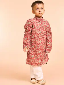 Manyavar Boys Floral Printed Kurta with Pyjama
