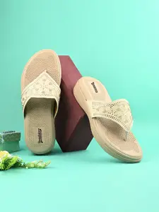 The Roadster Lifestyle Co Women Embellished Laser Cut Comfort Open Toe Flats