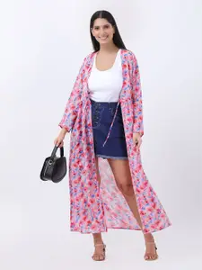 ANVI Be Yourself Floral Printed Front Open Longline Shrug