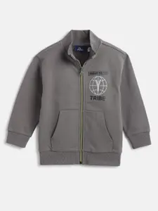 Chicco Boys Typography Printed Mandarin Collar Regular Sweatshirt