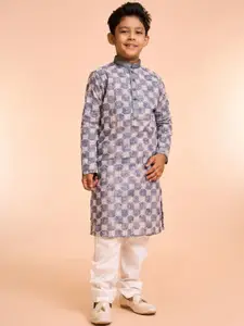 Manyavar Boys Woven Design Kurta with Pyjama