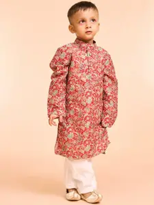 Manyavar Boys Floral Printed Kurta with Pyjama