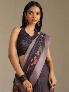 Soch Floral Zari Linen Blend Saree