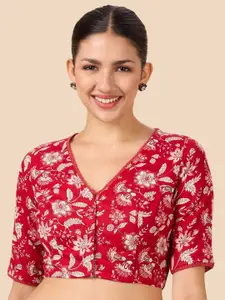 Studio Shringaar Printed Linen Saree Blouse