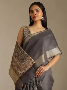 Soch Printed Silk Blend Tussar Saree