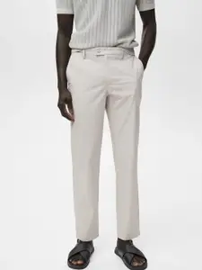 MANGO MAN Mid-Rise Pure Cotton Slim Fit Trousers