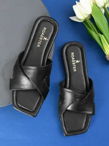 The Roadster Lifestyle Co Women Solid Party Square Shape Open Toe Flats