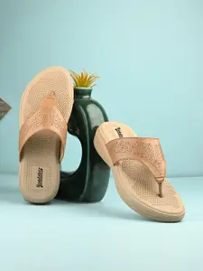 The Roadster Lifestyle Co Women Textured Comfort Laser Cut Open Toe Flats