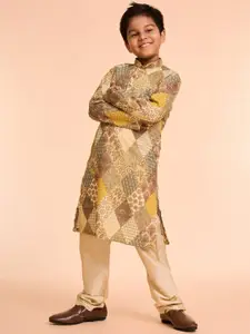 Manyavar Boys Floral Printed Kurta with Pyjama