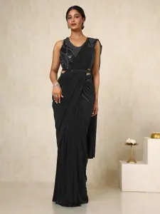 Soch Solid Saree with Stitched Blouse