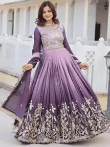 BAESD Embroidered Sequinned Semi-Stitched Lehenga & Unstitched Blouse With Dupatta
