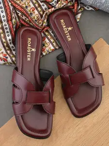 The Roadster Lifestyle Co Women Solid Party Square Shape Open Toe Flats