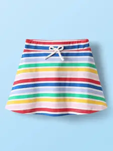CrayonFlakes Girls Striped Printed Mid-Rise Cotton Shorts